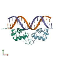 PDB entry 2c7a coloured by chain, front view.