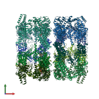 PDB entry 2c7e coloured by chain, front view.