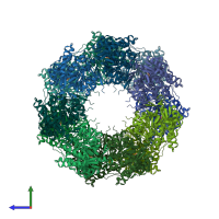 PDB entry 2c7e coloured by chain, side view.