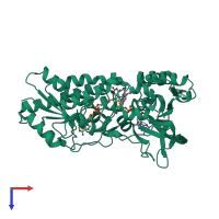 PDB entry 2c7g coloured by chain, top view.