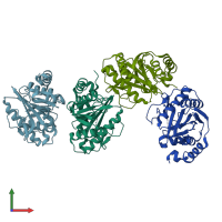 PDB entry 2c7i coloured by chain, front view.