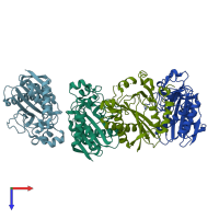 PDB entry 2c7i coloured by chain, top view.