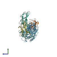 PDB entry 2c7u coloured by chain, side view.