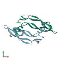 PDB entry 2c7w coloured by chain, front view.