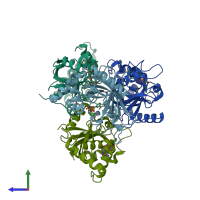 PDB entry 2c8c coloured by chain, side view.