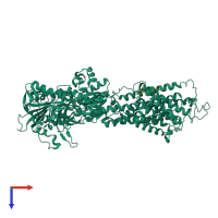 PDB entry 2c8l coloured by chain, top view.