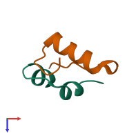 PDB entry 2c8q coloured by chain, top view.