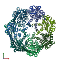 PDB entry 2c8t coloured by chain, front view.