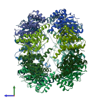 PDB entry 2c8t coloured by chain, side view.