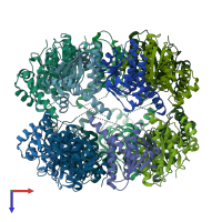 PDB entry 2c8t coloured by chain, top view.