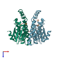 PDB entry 2c8u coloured by chain, top view.