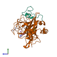 PDB entry 2c90 coloured by chain, side view.