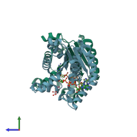 PDB entry 2c95 coloured by chain, side view.