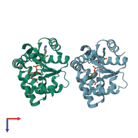 PDB entry 2c95 coloured by chain, top view.