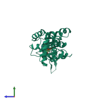 PDB entry 2c98 coloured by chain, side view.