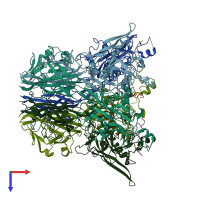 PDB entry 2c9f coloured by chain, top view.