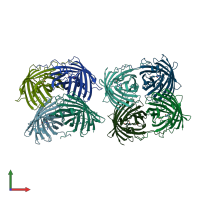 PDB entry 2c9j coloured by chain, front view.