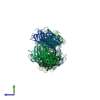 PDB entry 2c9j coloured by chain, side view.