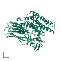 PDB entry 2c9k coloured by chain, front view.