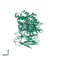 PDB entry 2c9k coloured by chain, side view.
