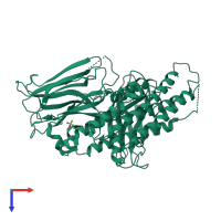 PDB entry 2c9k coloured by chain, top view.