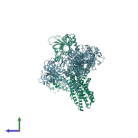 PDB entry 2c9m coloured by chain, side view.