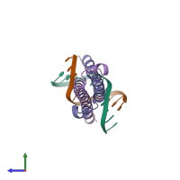 PDB entry 2c9n coloured by chain, side view.