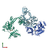 PDB entry 2c9o coloured by chain, front view.