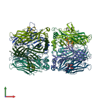PDB entry 2c9t coloured by chain, front view.