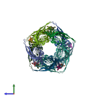 PDB entry 2c9t coloured by chain, side view.