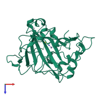 PDB entry 2ca2 coloured by chain, top view.