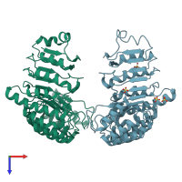 PDB entry 2ca6 coloured by chain, top view.