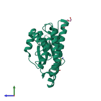 PDB entry 2ca8 coloured by chain, side view.