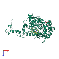 PDB entry 2cah coloured by chain, top view.