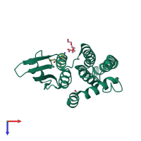 PDB entry 2caq coloured by chain, top view.