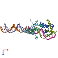 PDB entry 2cax coloured by chain, top view.