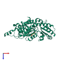 PDB entry 2cb1 coloured by chain, top view.