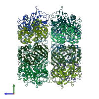 PDB entry 2cb4 coloured by chain, side view.