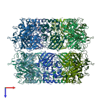 PDB entry 2cb4 coloured by chain, top view.