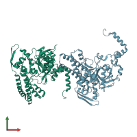 PDB entry 2cb5 coloured by chain, front view.