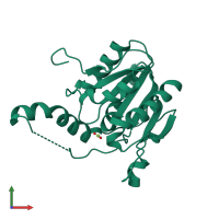 PDB entry 2cb9 coloured by chain, front view.