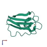 PDB entry 2cbp coloured by chain, top view.