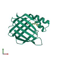 PDB entry 2cbs coloured by chain, front view.
