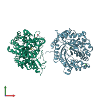 PDB entry 2cbu coloured by chain, front view.
