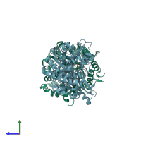 PDB entry 2cbu coloured by chain, side view.