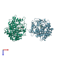 PDB entry 2cbu coloured by chain, top view.