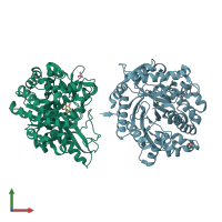 PDB entry 2cbv coloured by chain, front view.