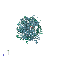 PDB entry 2cbv coloured by chain, side view.