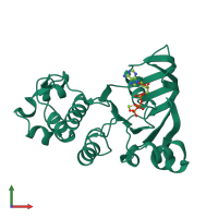 PDB entry 2cbz coloured by chain, front view.