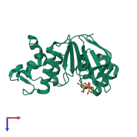 PDB entry 2cbz coloured by chain, top view.